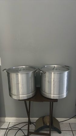 Large Aluminum Stock Pots with Lids – Set of 2