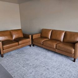 Italian Leather 2 Piece Sofa & Loveseat Set