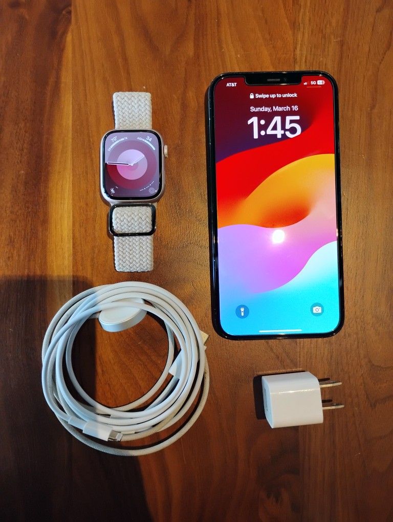 iPhone 12 Pro Max (128GB) + Apple Watch Series 9 (WiFi, 45mm) – Bundle