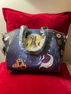 Loungefly The Nightmare Before Christmas Jack & Sally Stained Glass Satchel Bag