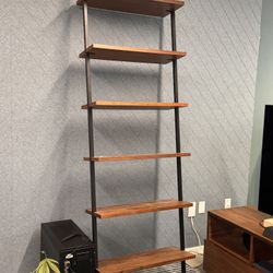CB2 Helix 96” Walnut Wall-Mount Bookshelf