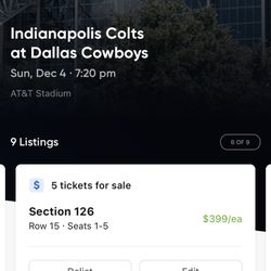Many Good Indianapolis Colts @ Dallas Cowboys Tickets @ Parking