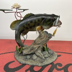 Backwater Bass Art Sculpture Danbury Mint George Kruth W Hook Vintage prefect condition  9” by 9” 