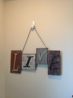 Live Distressed Metal Spell Out Sign