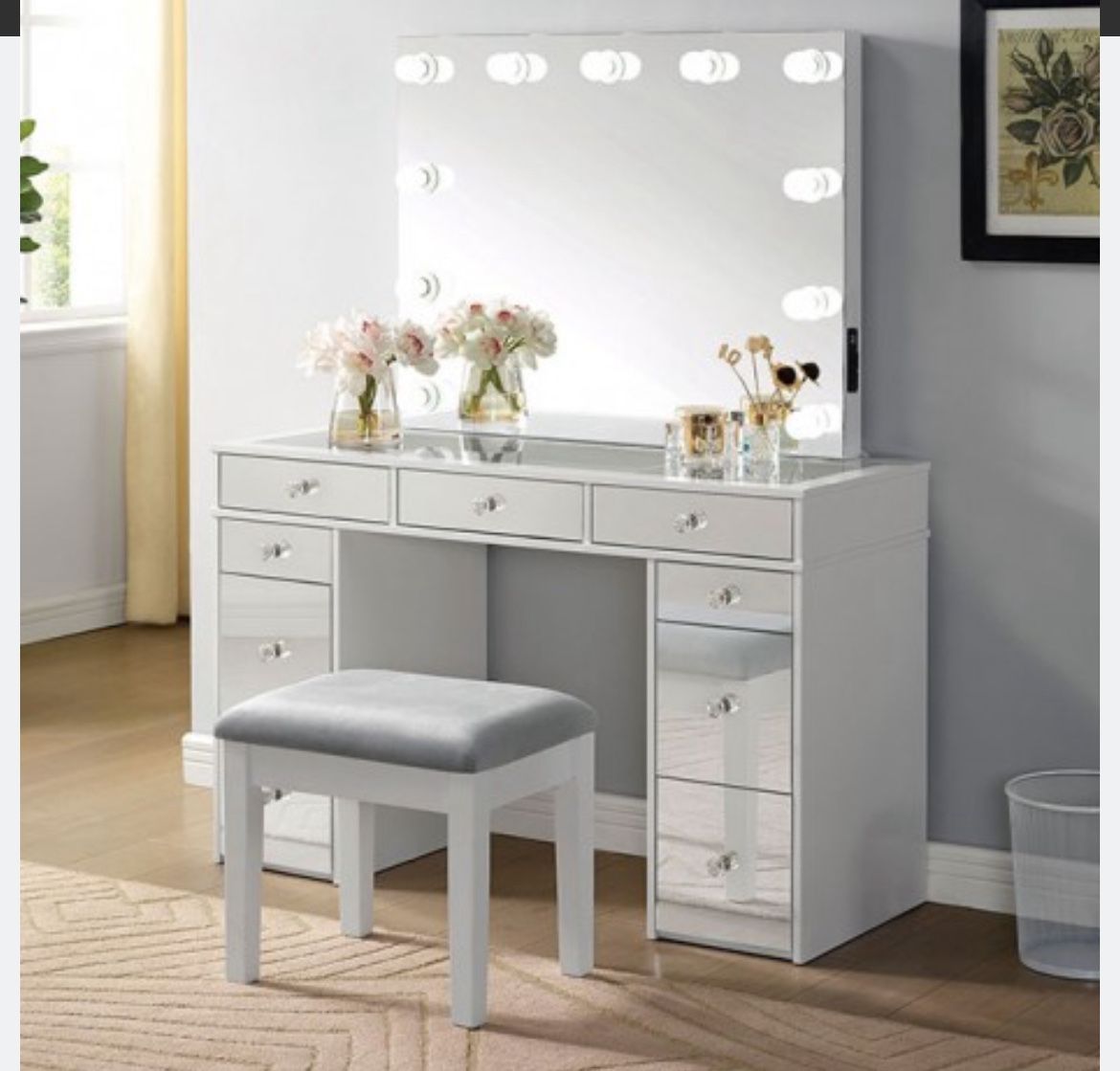 Margret Vanity Makeup Table Set By Furniture of America New