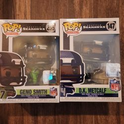 Seattle Seahawks Geno Smith And DK Metcalf Funko Pops