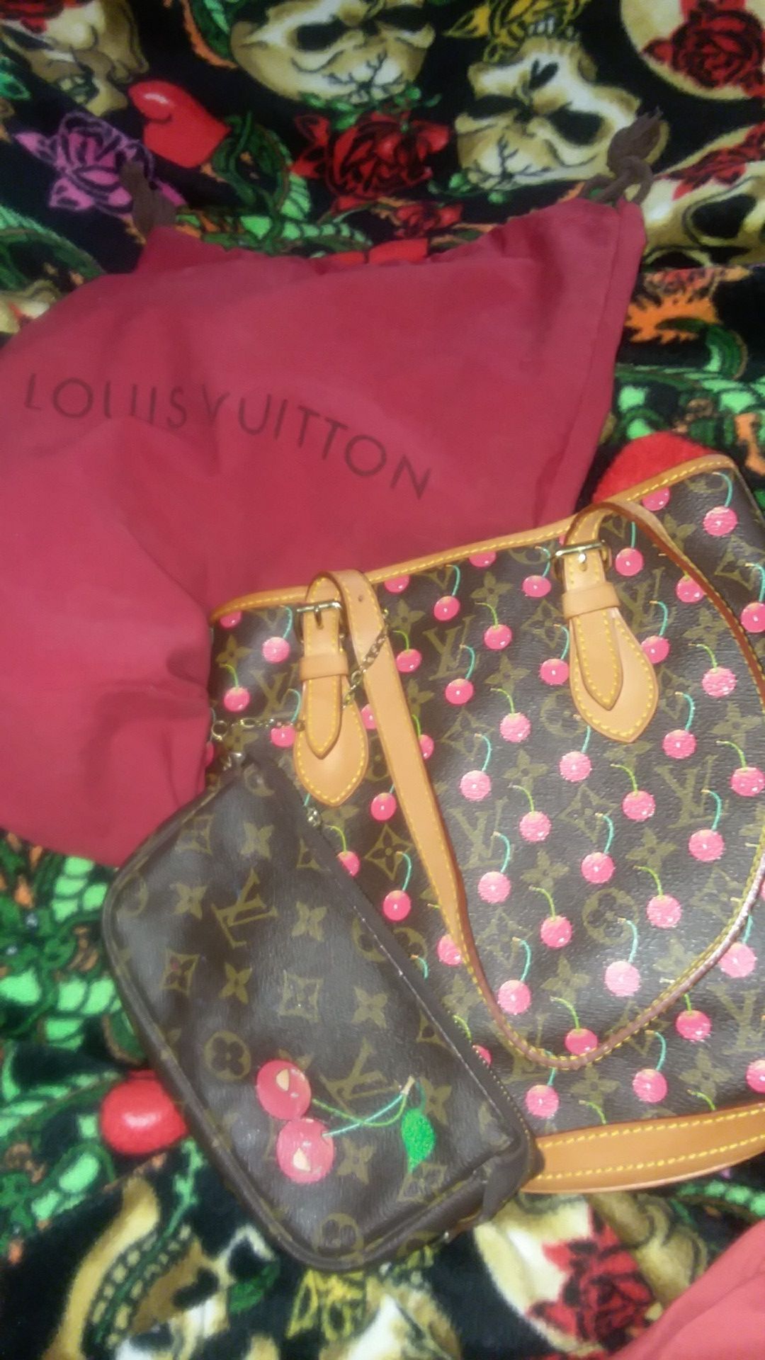 Limited edition Louis Vuitton Cherry bucket bag and wallet for Sale