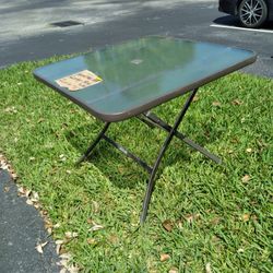 Hampton Bay Folding Patio Table With Tempered Glass 