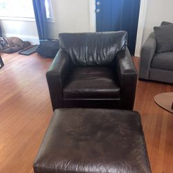 Leather Chair And Ottoman 