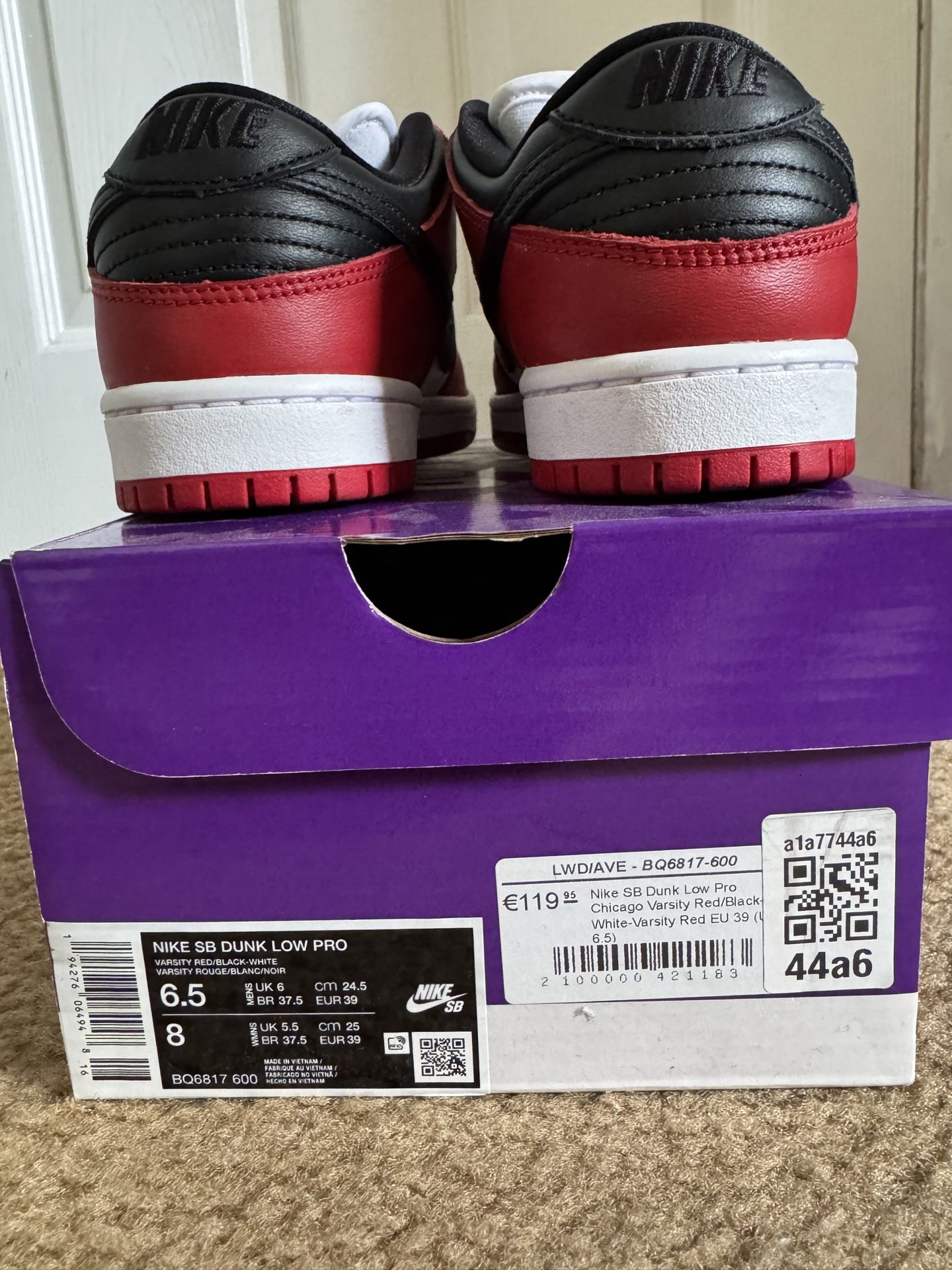 Nike SB Dunk Low J-Pack Chicago Size 6.5