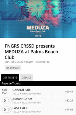 FNGRS CRSSD presents MEDUZA at Palms Beach Club