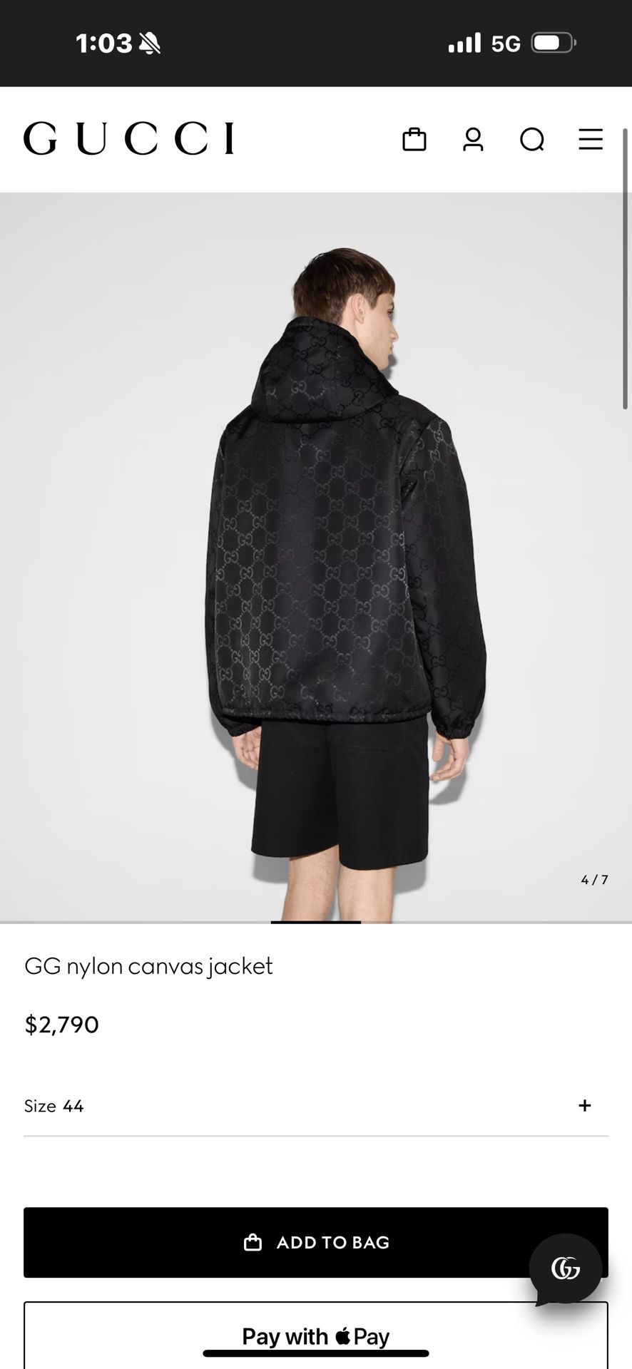 Gucci GG nylon canvas jacket Size 44
