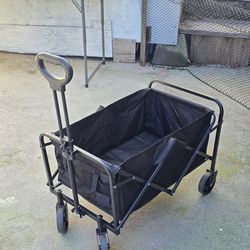 Folding Wagon / Cart with Adjustable Handle and Cup Holder, Gift Packaging Suitable for Camping, Beach Trips, Family Picnics, Gardening, and More