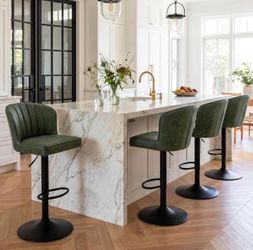 New in box-EALSON Swivel Counter Height Bar Stools Set of 4 Modern Adjustable Bar Chairs with Back Leather Upholstered Barstools with Metal Base Comfo