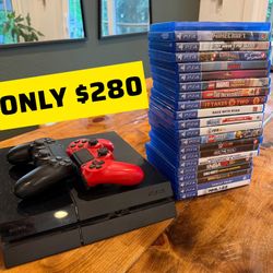 PS4 Slim + 2 Controllers + Games Bundle – Great Condition For Only $280!!