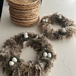 Miscellaneous Items: Wicker Plate Holders, Easter Wreaths, Party Cups