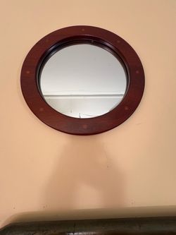 Mirrors custom set of 4 round mahogany 15” frame, 11” mirrors