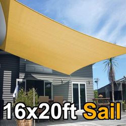 Brand New $50 Rectangle 16x20’ Sun Shade Sail Outdoor Canopy Patio Top Cover 175gsm , (Beige, Gray, Black)