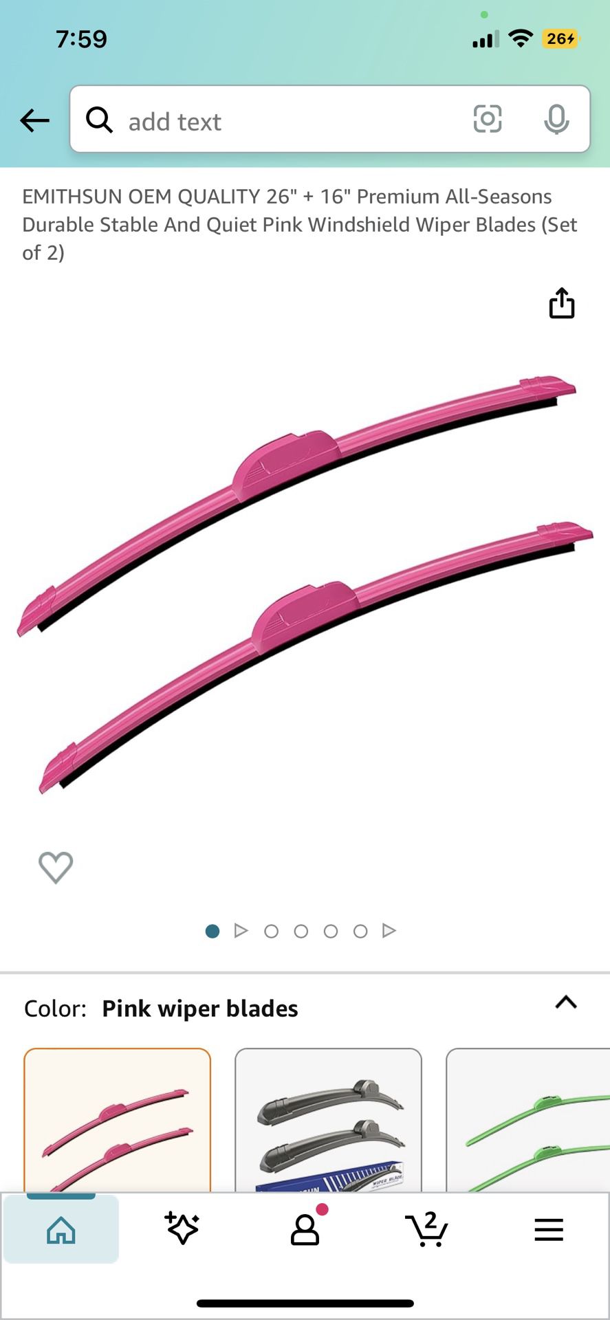 16” Windshield Pink Wipers 