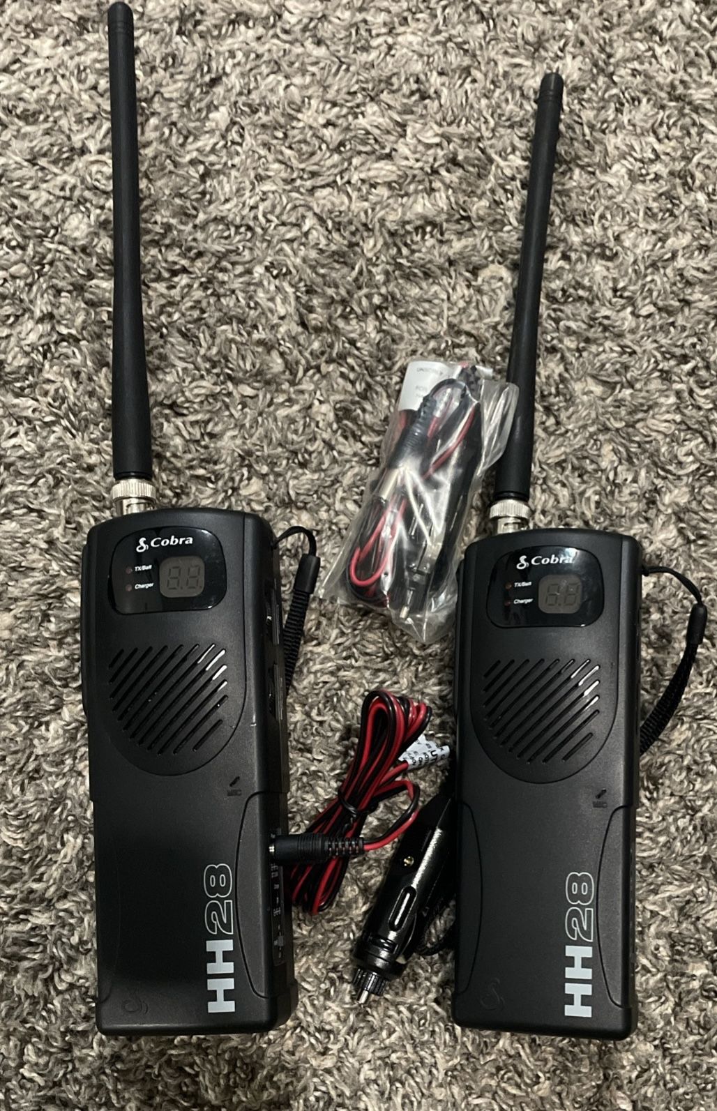2 Cobra HH-28 Black 2 Way Handheld Portable 40 Channel CB Radio Walkie Talkies