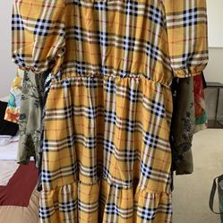 Baby Doll Dress, Square or Off Shoulder Neckline 