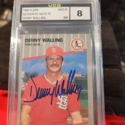 St Louis Cardinals DENNY WALLING Autographed UCG 10 AUTO 8 Overall 
