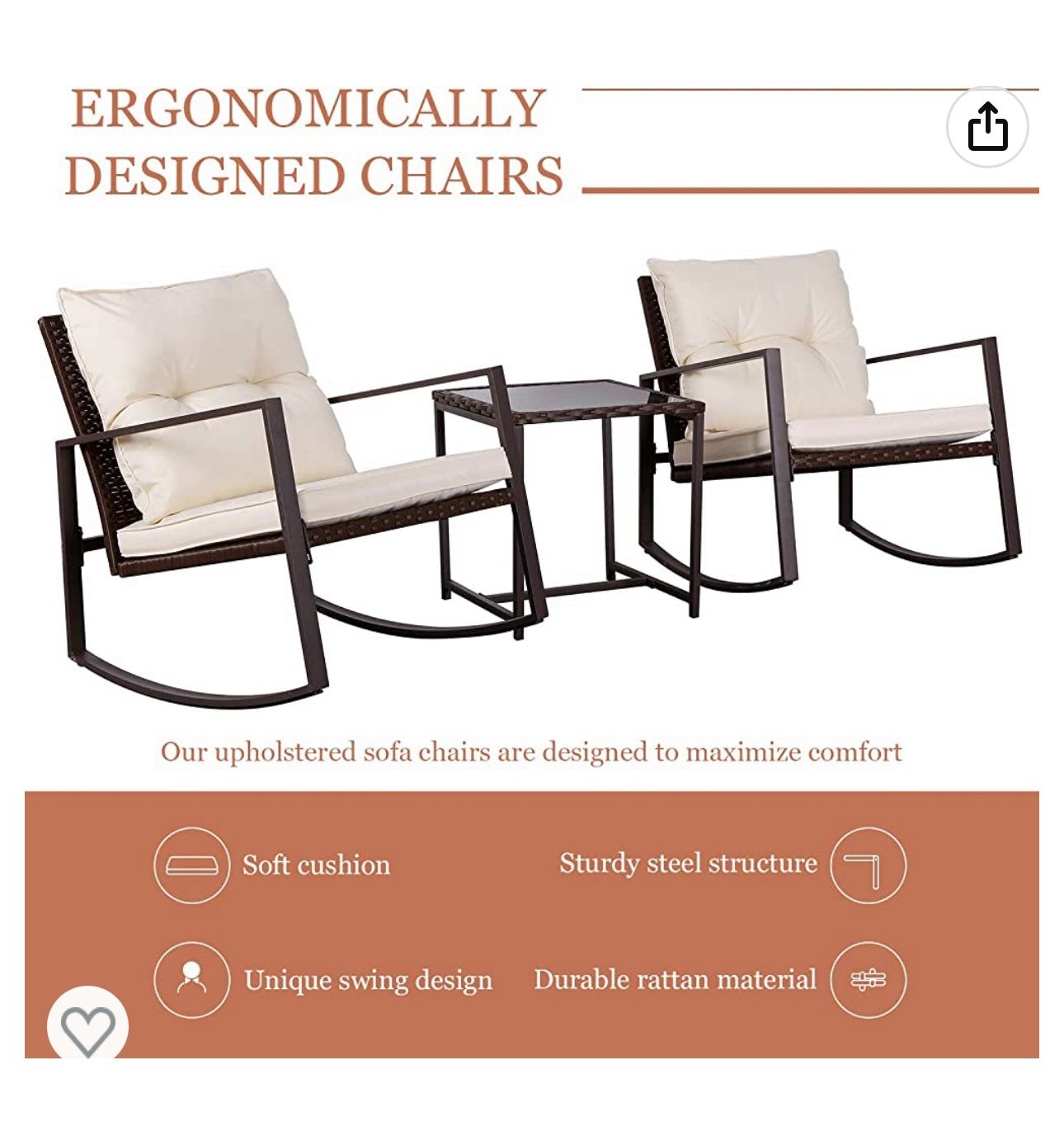 All New 3 Pieces Outdoor Patio Set