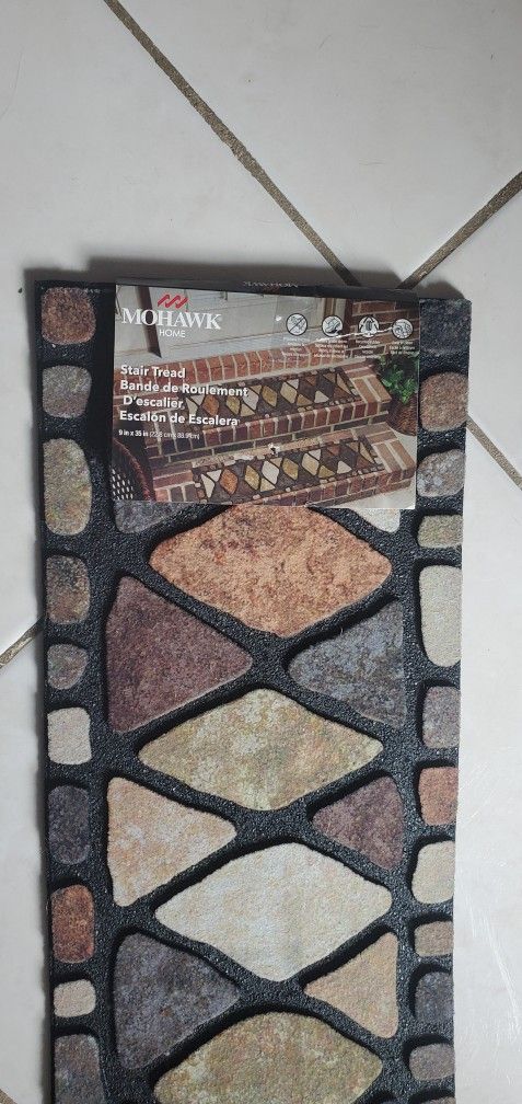 MOHAWK HOME Stone City 35" x 9" Outdoor Stair Tread in Brown OBO