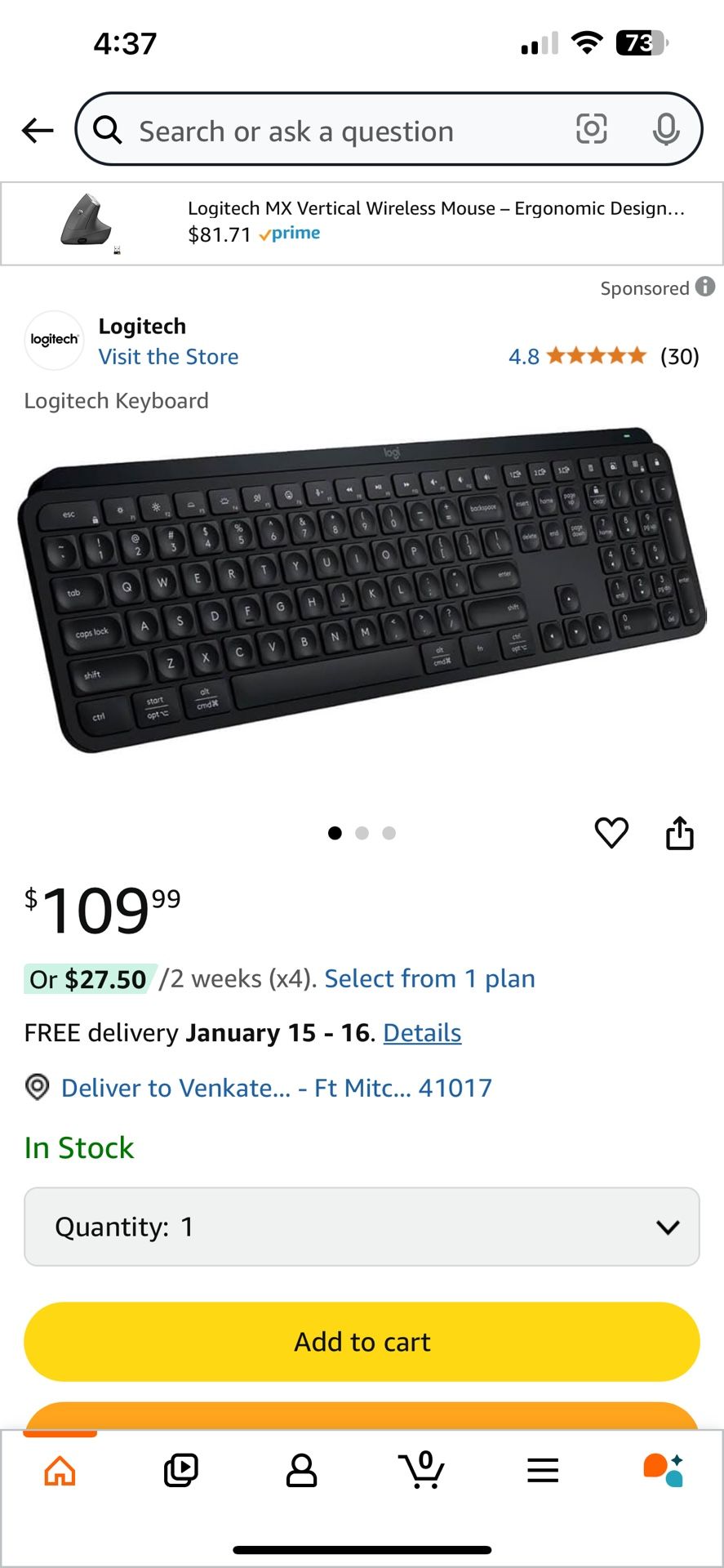 Logitech MX Keys S Wireless Keyboard, Low Profile, Fluid Precise Quiet Typing, Programmable Keys, Backlighting, Bluetooth, USB C Rechargeable, for Win
