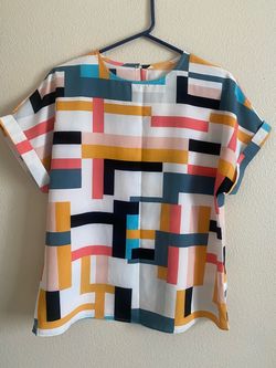 Geometric Print Short Sleeve Blouse for women’s