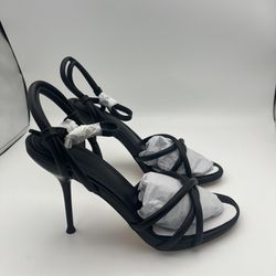 Coutgo Womens Stiletto Heeled Sandals Crisscross Strap Dress Shoes Black Size 8