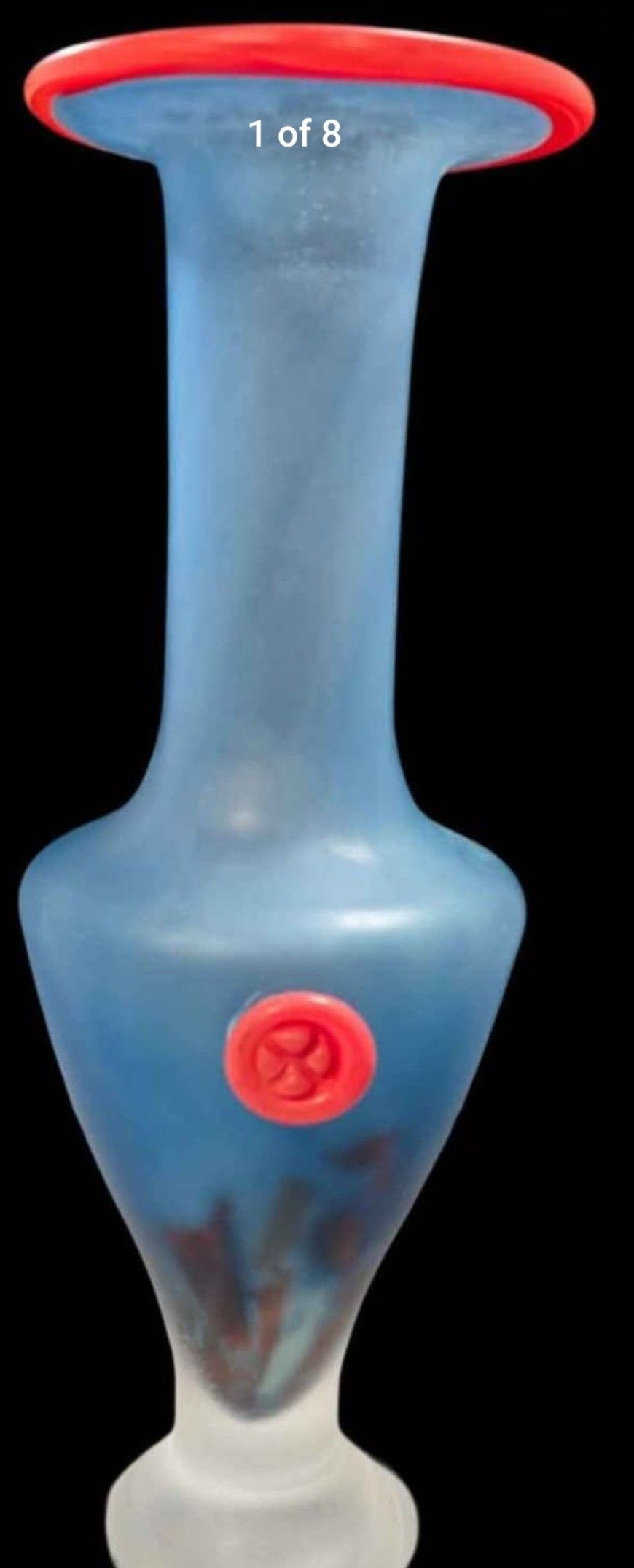 Vintage Monica Backström for KOSTA BODA Frosted Blue Art Glass Vase