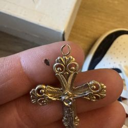14 Karat Yellow Gold Cross With White Gold Jesus