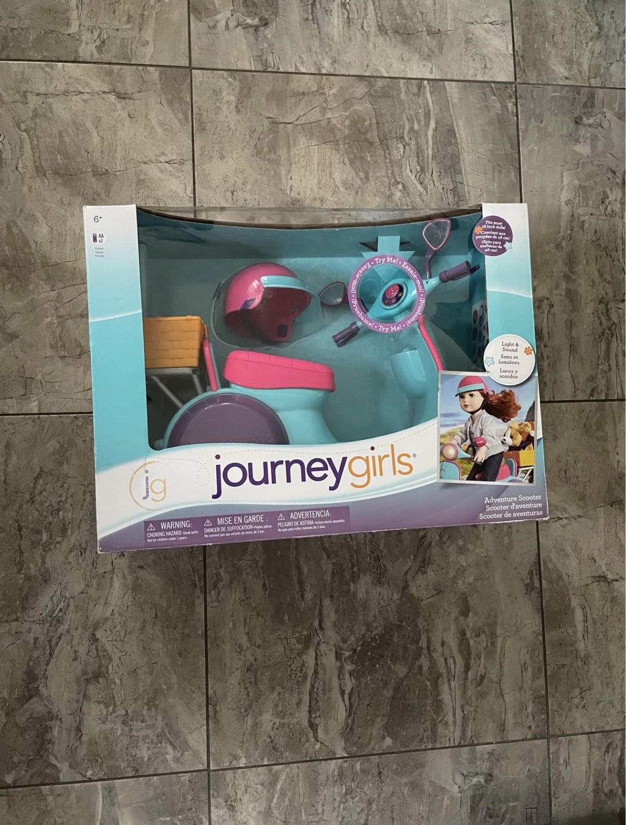 New Journey Girls 18” Doll Light Up And Sounds Scooter . Retail Price $72