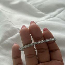 Silver bangle with small diamonds #diamonds #jewelry