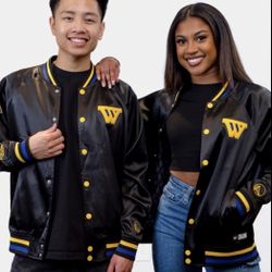 NBA Golden State Warriors x Rakuten x Benny Gold Bomber Jacket Mens L 🔥🔥🔥