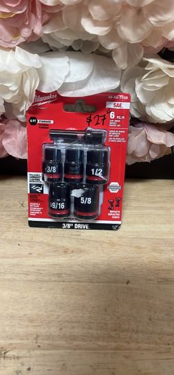 Milwaukee SHOCKWAVE 3/8 in. Drive SAE Standard 6 Point Impact Socket Set (6-Piece)
