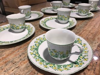Taste Setter Luncheon Daisy plates and cups-set of 8
