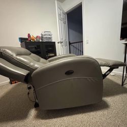 Gray Leather Electric Power Recliner 