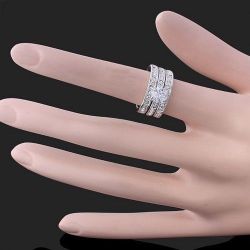 Women's wedding engagement promises ring 3 pcs sets size 8