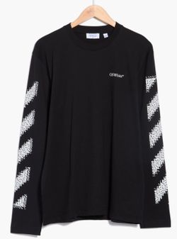 Off-White Black Long Sleeve Pixel Diagonal Tee