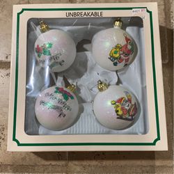 4-Vintage Sparkle Unbreakable Christmas Ornaments