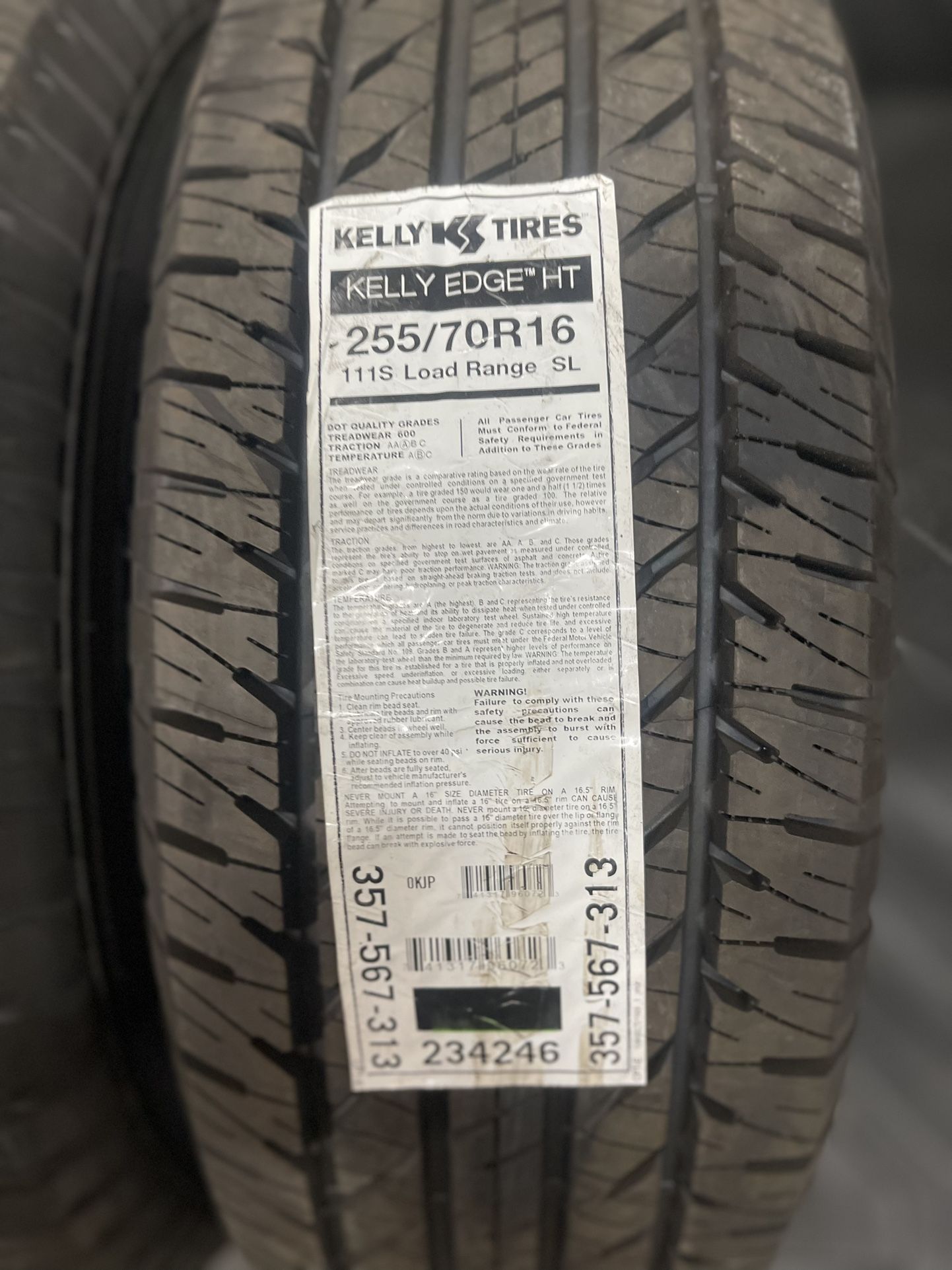 2 New Kelly Edge HT Tires – 255/70R16 – $120 for the Pair