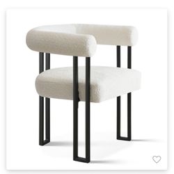 Upholstered Boucle Dining Armchairs - 2 Available 