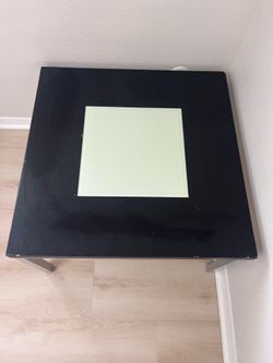 Modern Square Coffee Table with Frosted Glass Insert – 27.5”