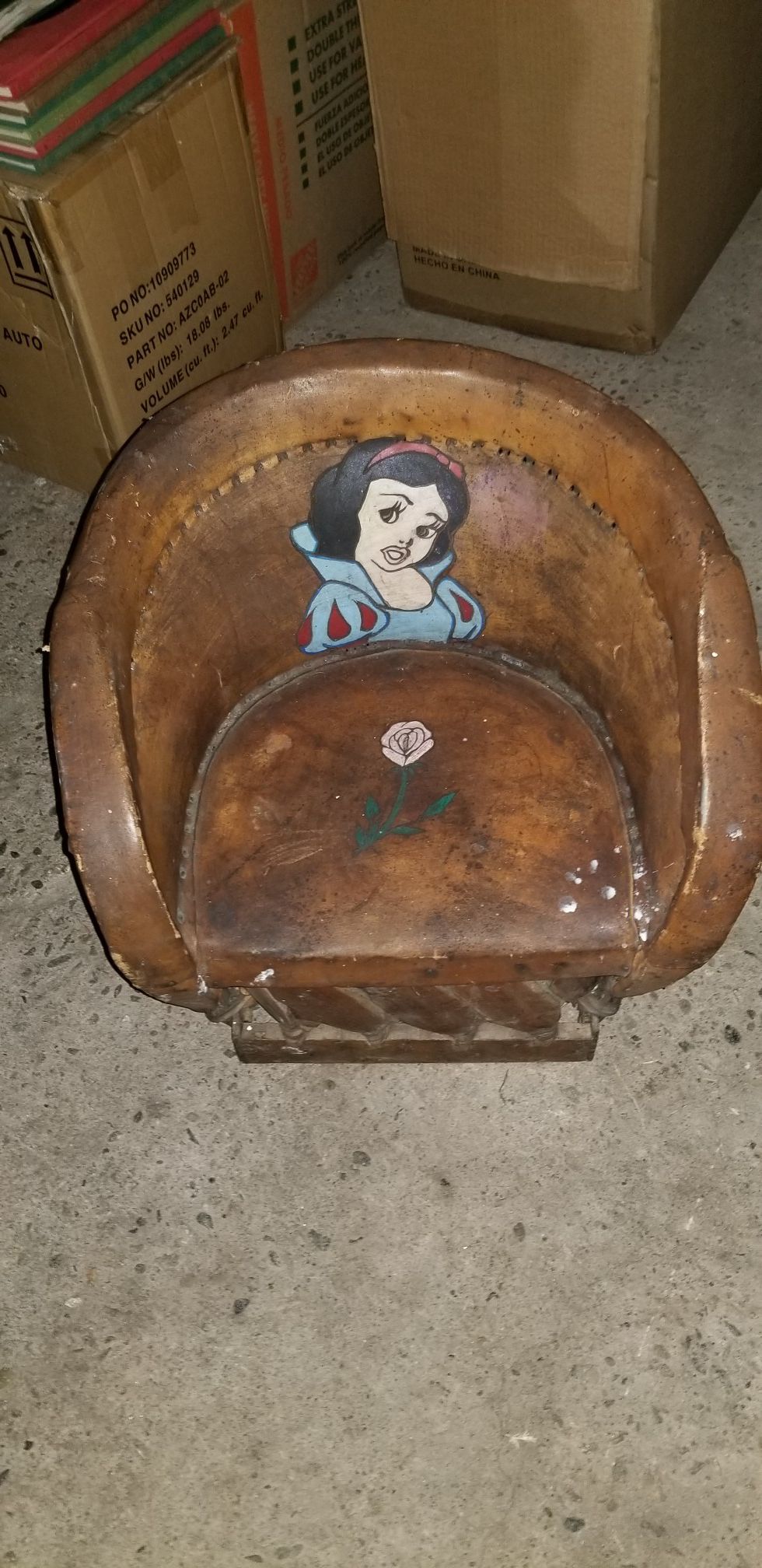 Antique Disney snow white leather chair very rare