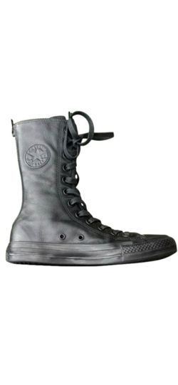 RARE Converse XHi Calf High Black Leather 12 Eye Shoes Sneakers 550640C Size 5.5