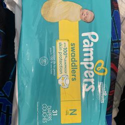 Brand, new unopened, pampers, newborn