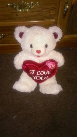 Stuffed animal i love you bear foot says 2013