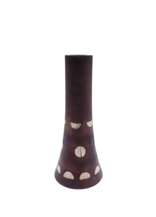 Wooden Flower Pot Vase Carved Made in Indian Handmade 12⅜" Tall 